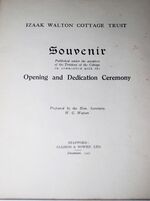 Izaak Walton Cottage Trust Souvenir of Opening Ceremony Souvenir Published Additional Image
