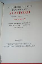 A History of the County of Stafford Volume IV: Staffordshire Domesday and Additional Image