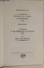 Johnsoniana VIII - Remarks on a Voyage to the Hebrides 1775 - Anonymous. a Additional Image