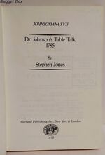 Johnsoniana XVII - Dr Johnson's Table Talk 1785 Additional Image