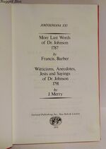 Johnsoniana XXI - More Last Words of Dr. Johnson 1787 - Francis, Barber. Additional Image