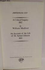 Johnsoniana XXIV - a Critical Enquiry 1802 - Willam Mudford. an Account of Additional Image