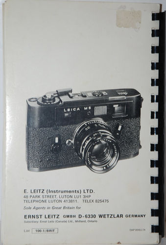 Leitz - Leica General Catalogue of Photographic Equipment 1974